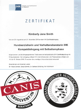 Zertidfikate Zertifikate - IHK - CANIS - Verband Hessischer Hundeschulen